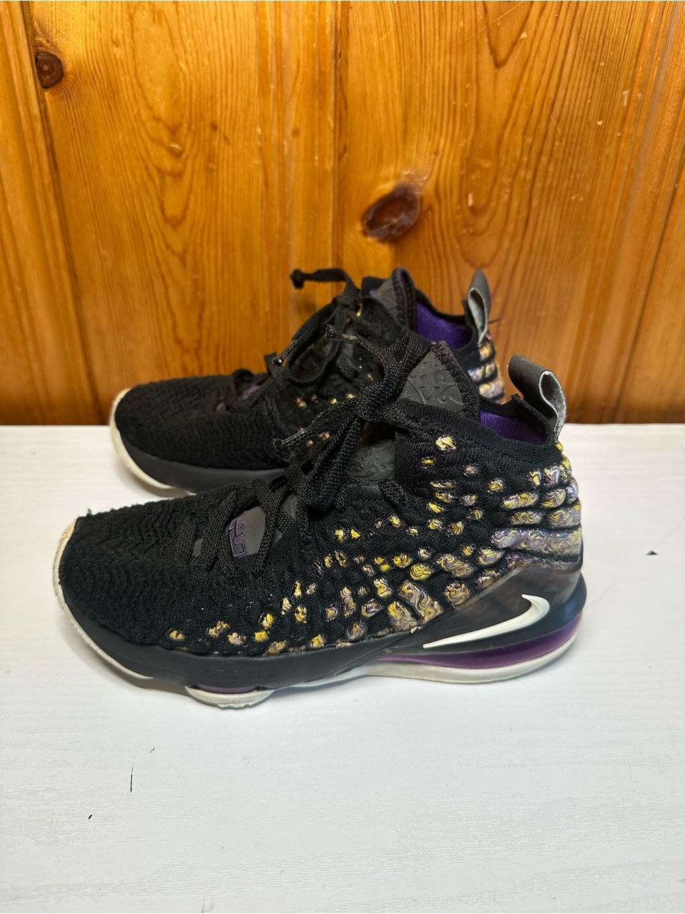 Nike Kids Black, Purple & Gold Knit Sneakers